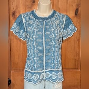 Chic‎ Blue Lace Women's Blouse